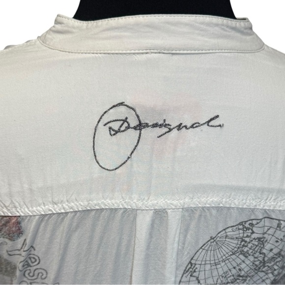 Desigual White Graphic Lightweight Long Sleeve Tunic Top Size XS - Picture 5 of 6